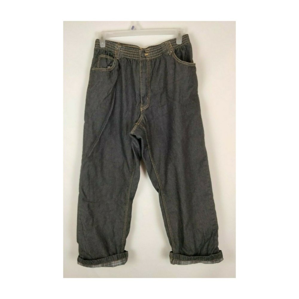 Habands  Black Flannel Lined Elastic Waist Jeans